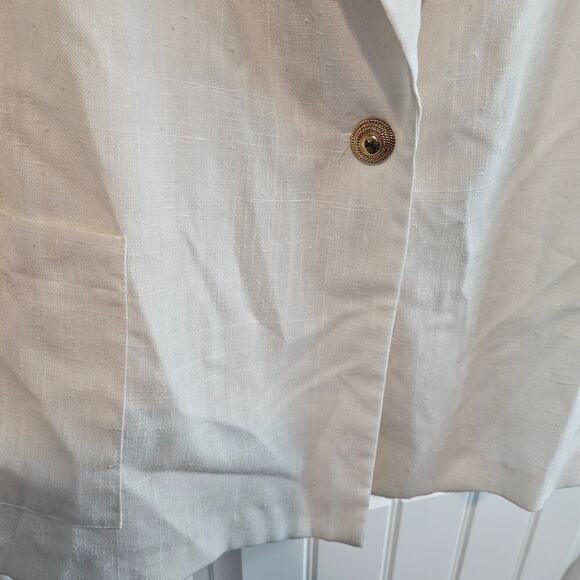 Vintage Blazer Women Size 16 White 80s Fitted Glam Rock Preppy Going Out Neutral - Picture 4 of 10